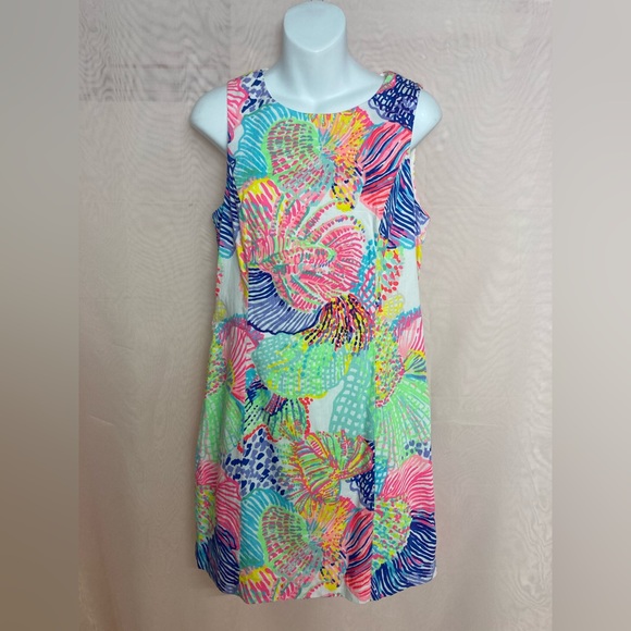 Lilly Pulitzer Mila shift dress, neon pink, green - Picture 2 of 11